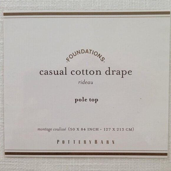 Pottery Barn Foundations Casual Cotton Drape Pole Top 50" x 84" Ivory NEW - Picture 3 of 8